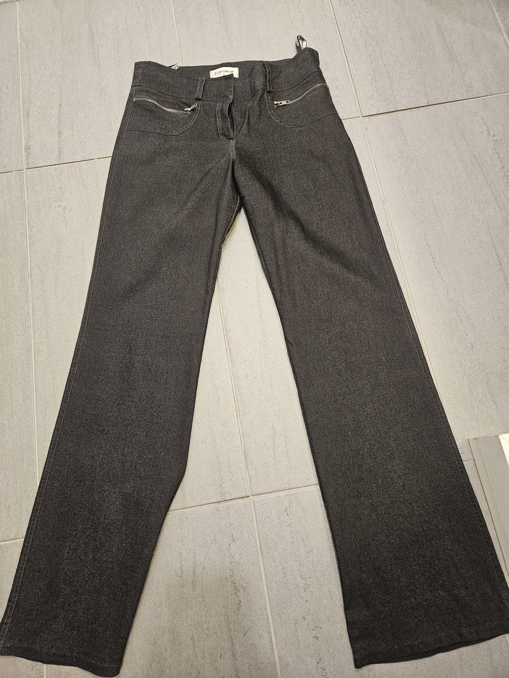 VINTAGE Y2K Topshop Mid-low Rise Charcoal Grey Trouser Pant Circa 2000